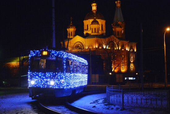 New Year's themed tram in Krasnodar