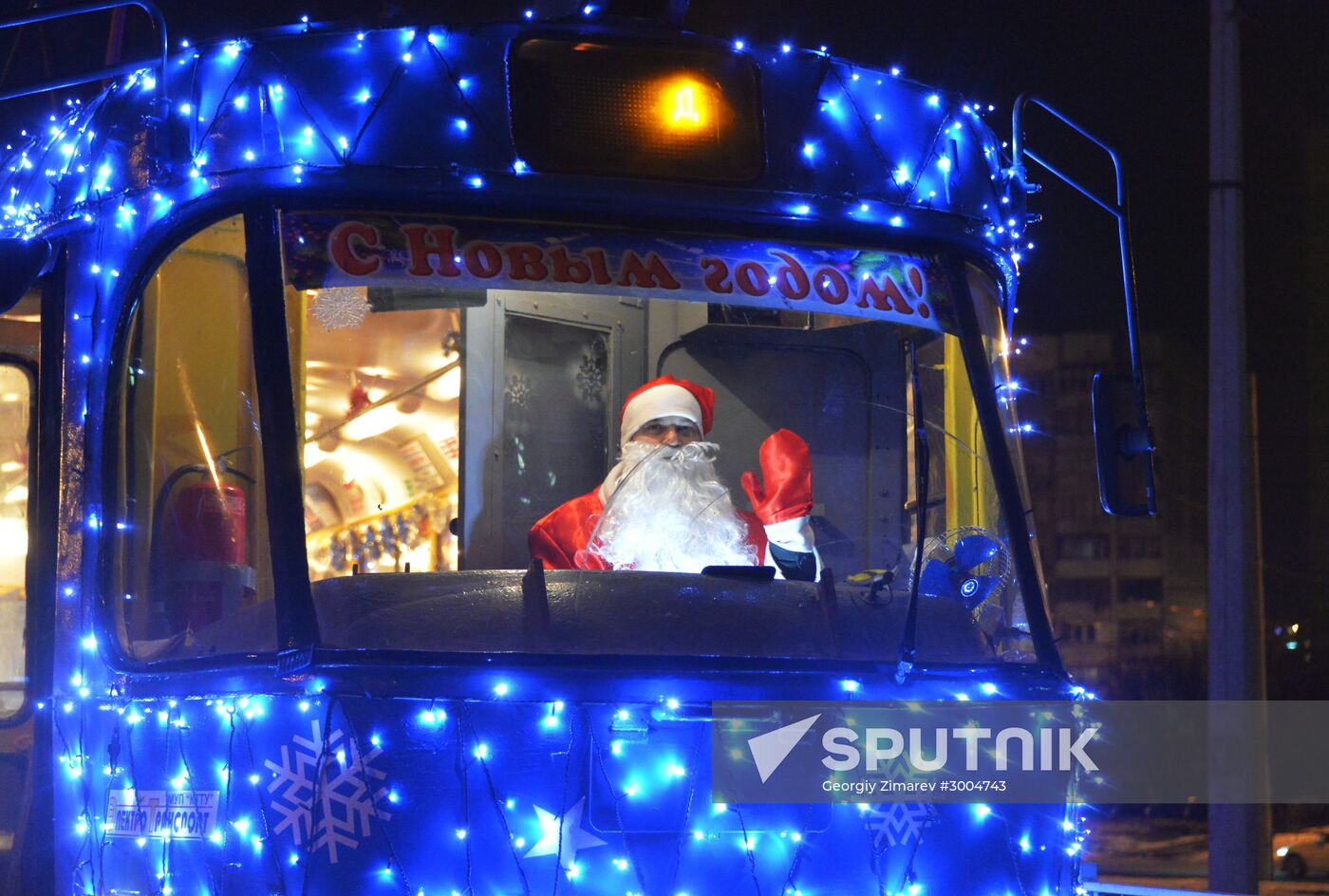New Year's themed tram in Krasnodar