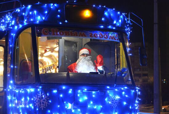 New Year's themed tram in Krasnodar