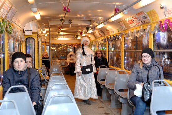 New Year's themed tram in Krasnodar