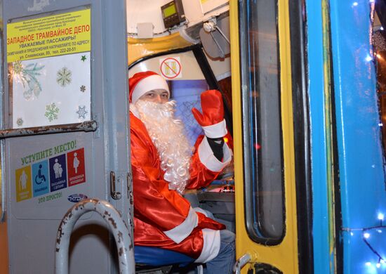 New Year's themed tram in Krasnodar