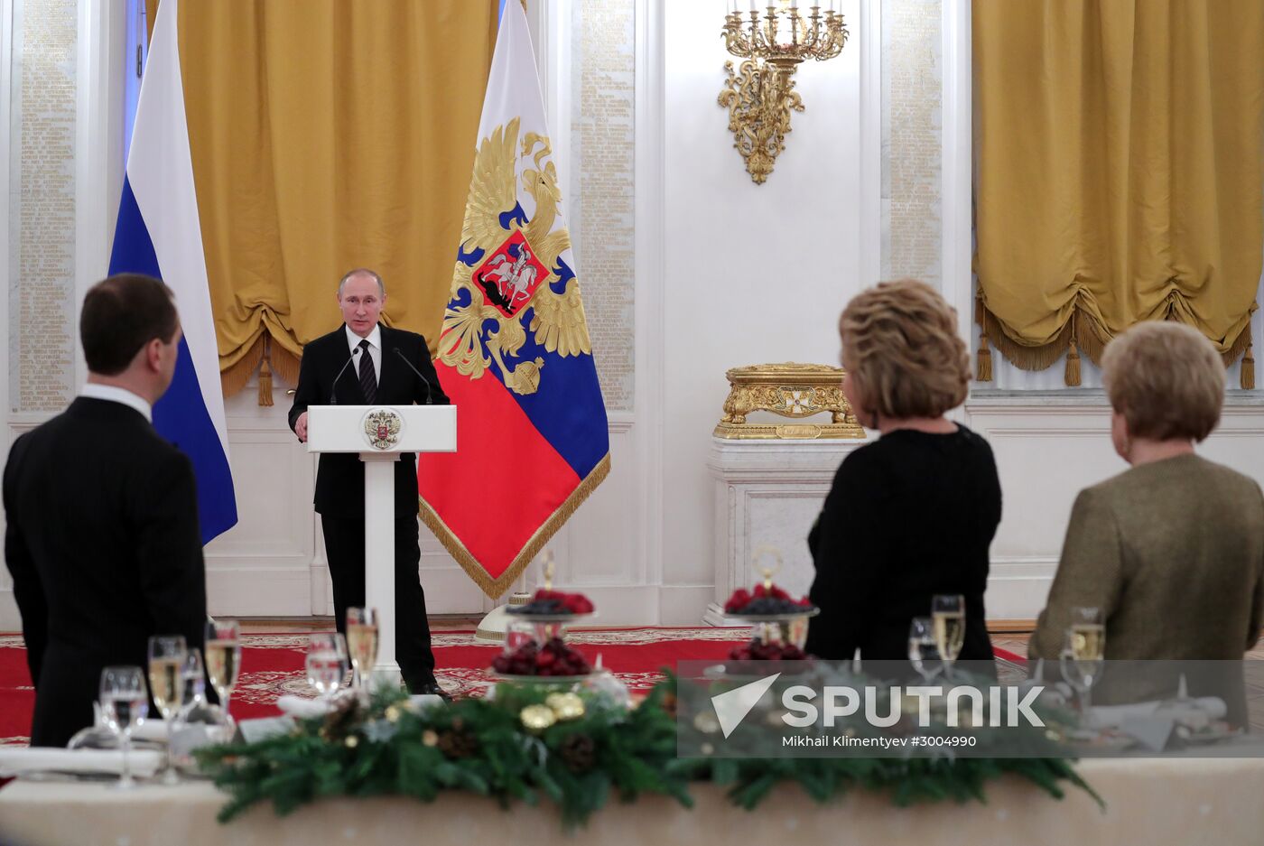 President Vladimir Putin addresses New Year reception at the Kremlin