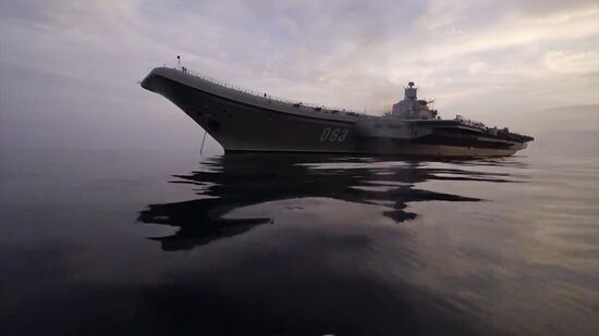 Russian aircraft carrier Admiral Kuznetsov in Mediterranean Sea near Syria