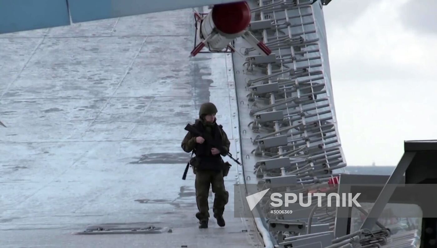 Russian aircraft carrier Admiral Kuznetsov in Mediterranean Sea near Syria