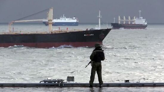 Russian aircraft carrier Admiral Kuznetsov in Mediterranean Sea near Syria