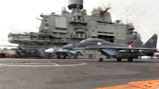 Russian aircraft carrier Admiral Kuznetsov in Mediterranean Sea near Syria