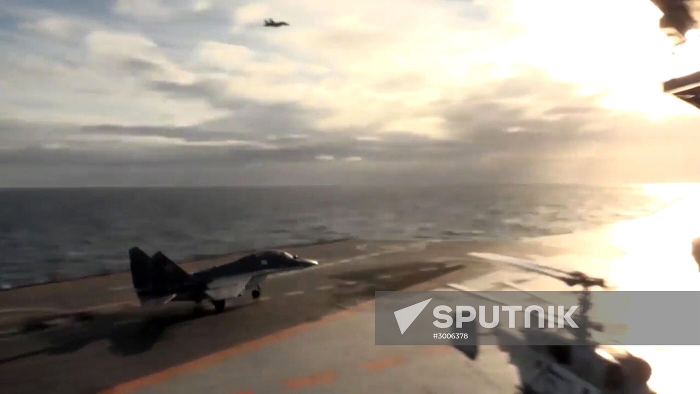 Russian aircraft carrier Admiral Kuznetsov in Mediterranean Sea near Syria