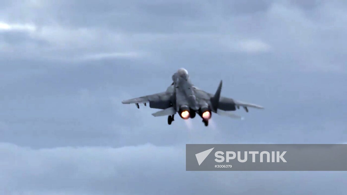 Russian aircraft carrier Admiral Kuznetsov in Mediterranean Sea near Syria