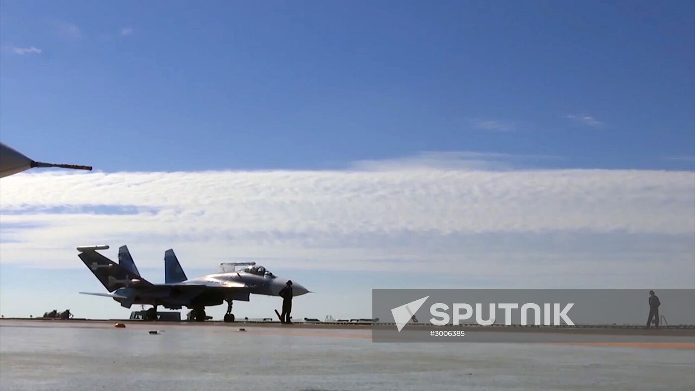 Russian aircraft carrier Admiral Kuznetsov in Mediterranean Sea near Syria