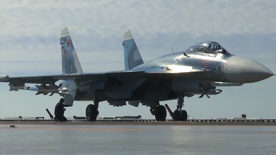 Russian aircraft carrier Admiral Kuznetsov in Mediterranean Sea near Syria