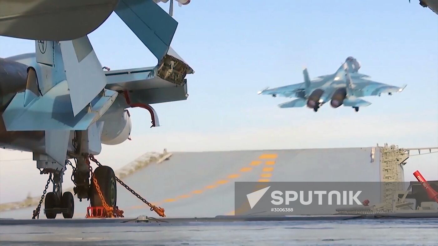 Russian aircraft carrier Admiral Kuznetsov in Mediterranean Sea near Syria