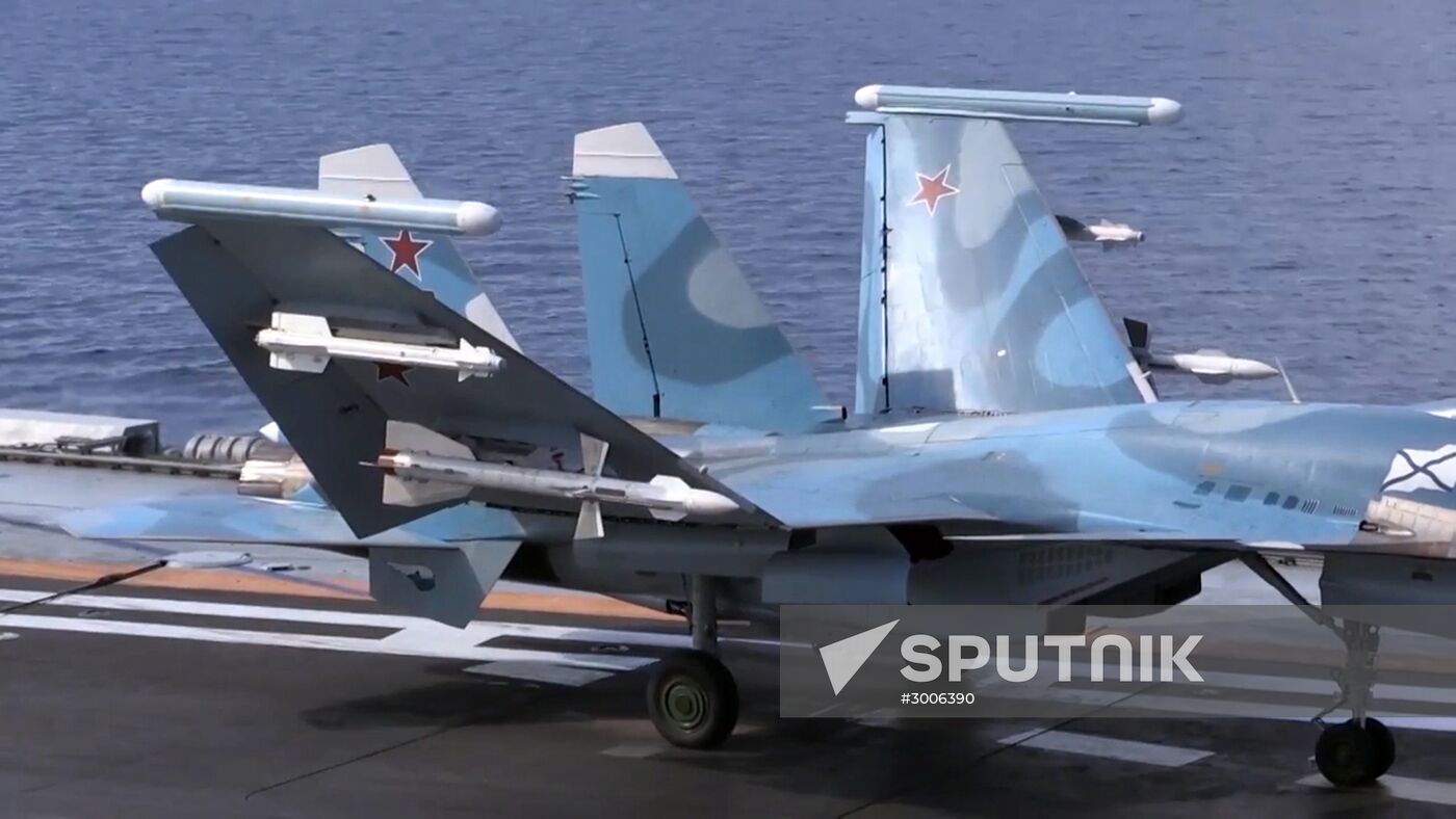 Russian aircraft carrier Admiral Kuznetsov in Mediterranean Sea near Syria