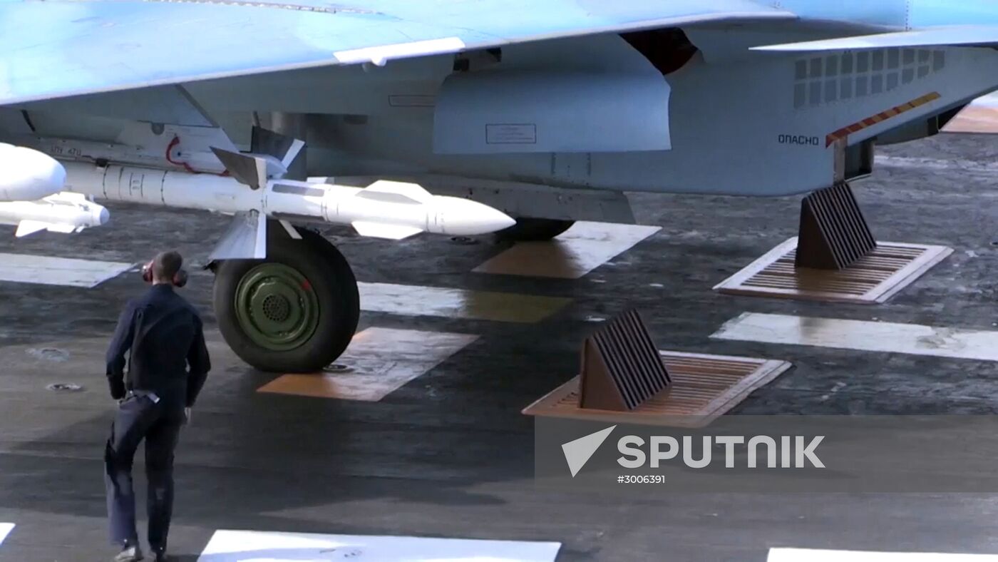 Russian aircraft carrier Admiral Kuznetsov in Mediterranean Sea near Syria