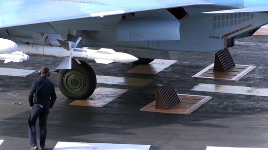 Russian aircraft carrier Admiral Kuznetsov in Mediterranean Sea near Syria