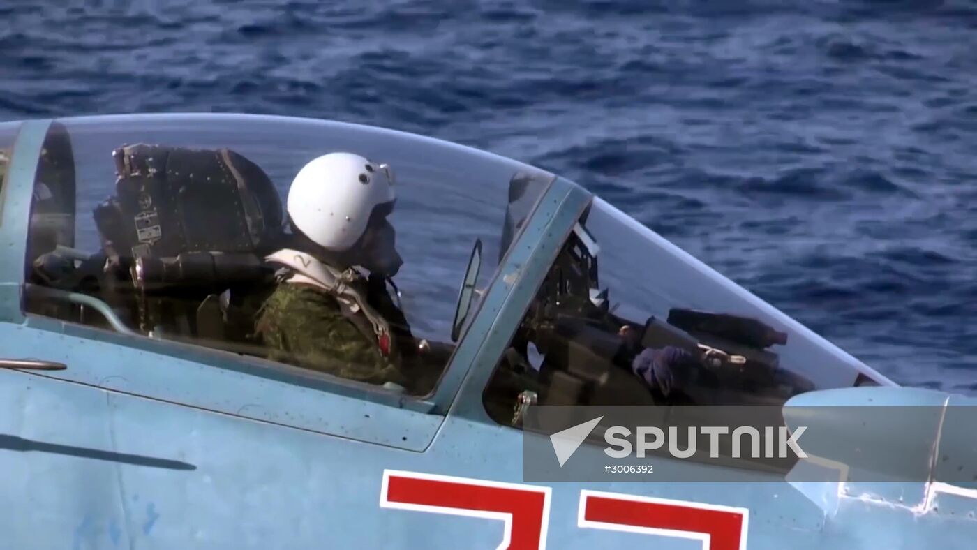Russian aircraft carrier Admiral Kuznetsov in Mediterranean Sea near Syria