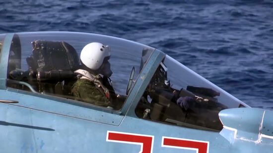 Russian aircraft carrier Admiral Kuznetsov in Mediterranean Sea near Syria