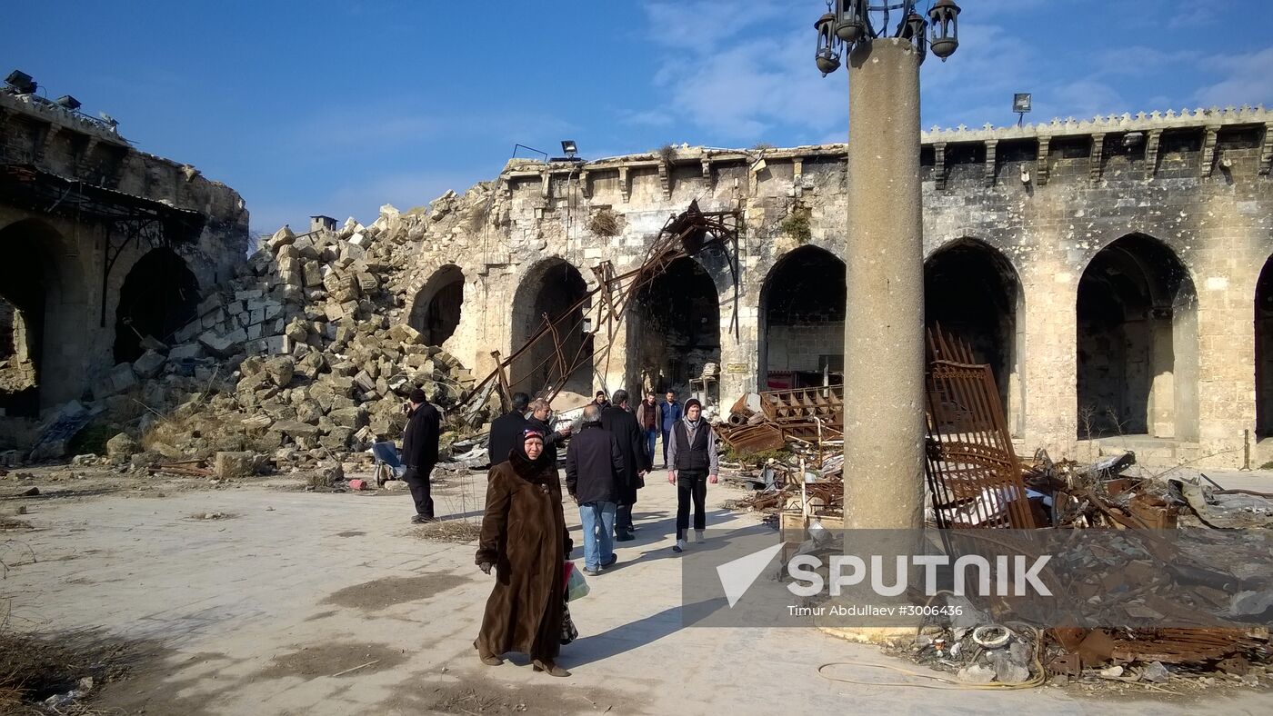 Destroyed Umayyad Mosque of Aleppo