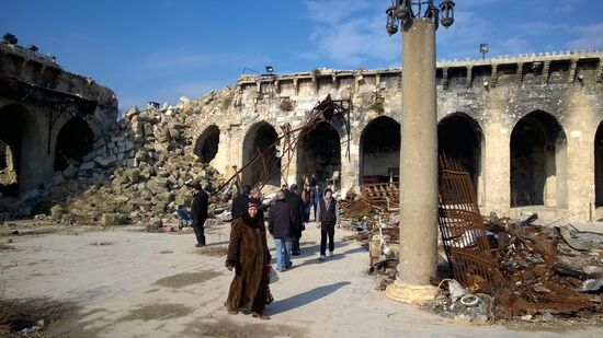 Destroyed Umayyad Mosque of Aleppo