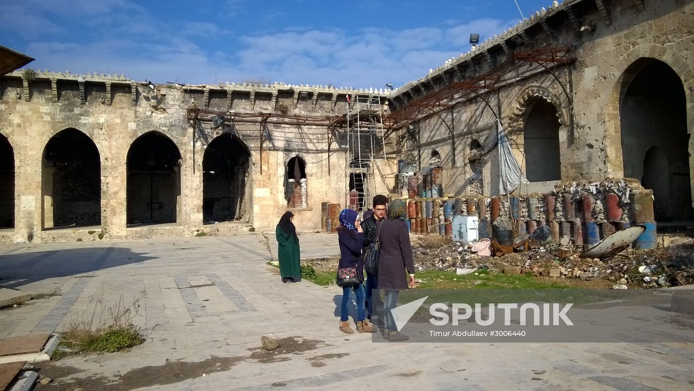 Destroyed Umayyad Mosque of Aleppo