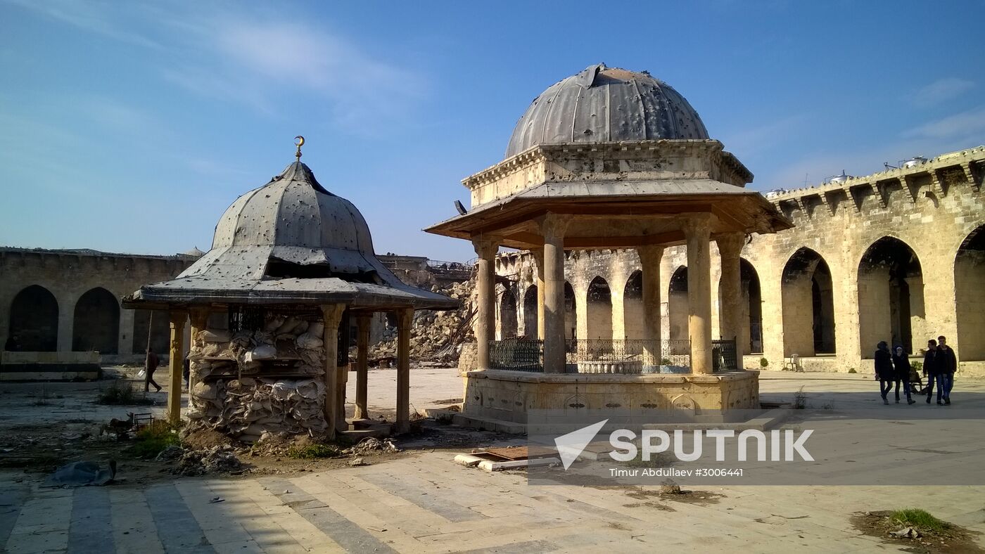 Destroyed Umayyad Mosque of Aleppo