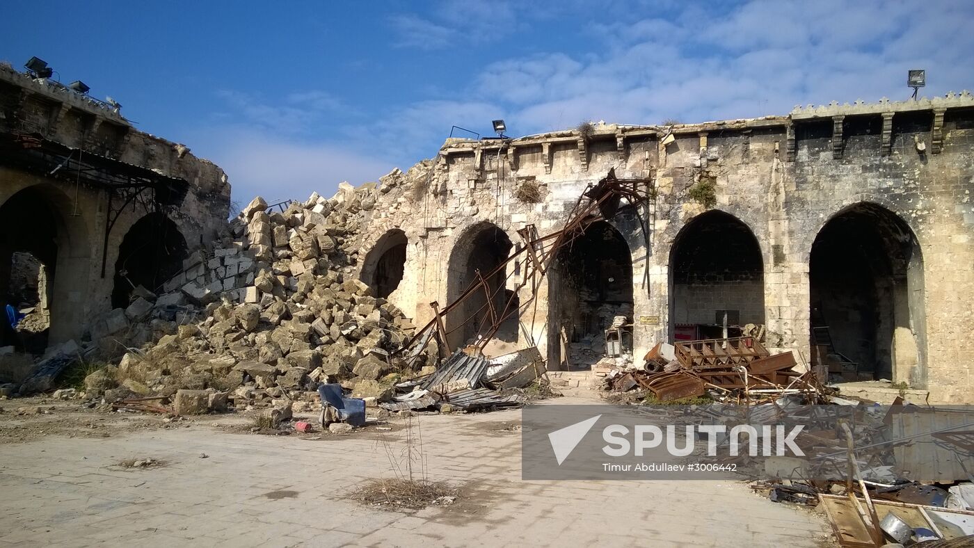 Destroyed Umayyad Mosque of Aleppo