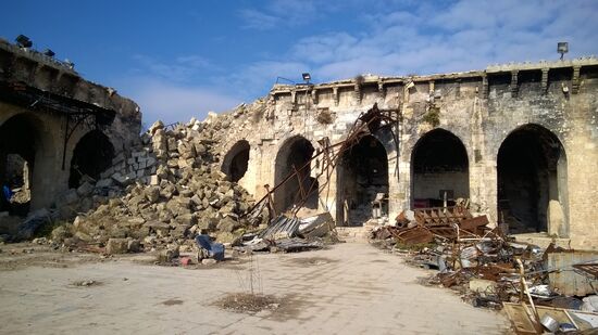 Destroyed Umayyad Mosque of Aleppo
