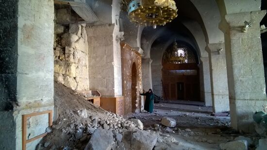 Destroyed Umayyad Mosque of Aleppo