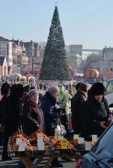 Christmas food fair in Vladivostok