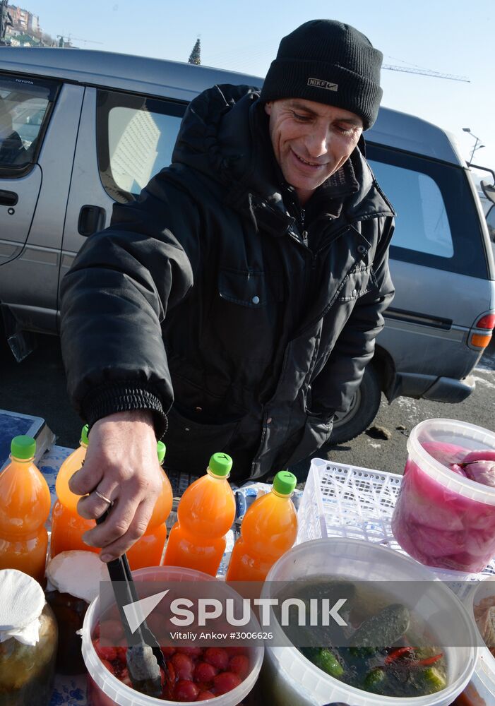 Christmas food fair in Vladivostok