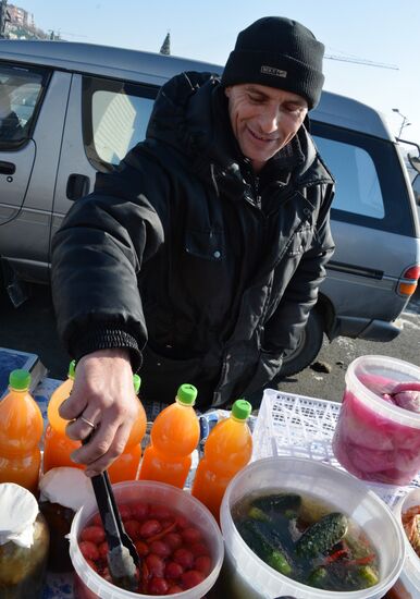 Christmas food fair in Vladivostok