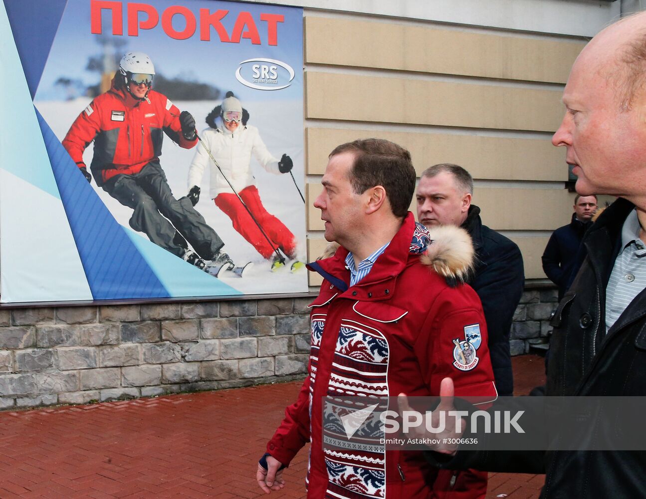 Russian Prime Minister Dmitry Medvedev examines Gorky Gorod ski resort in Sochi