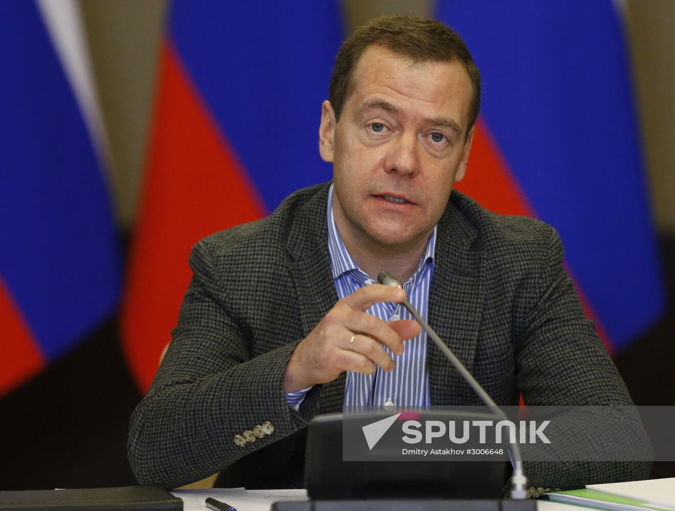 Russian Prime Minister Dmitry Medvedev examines Gorky Gorod ski resort in Sochi
