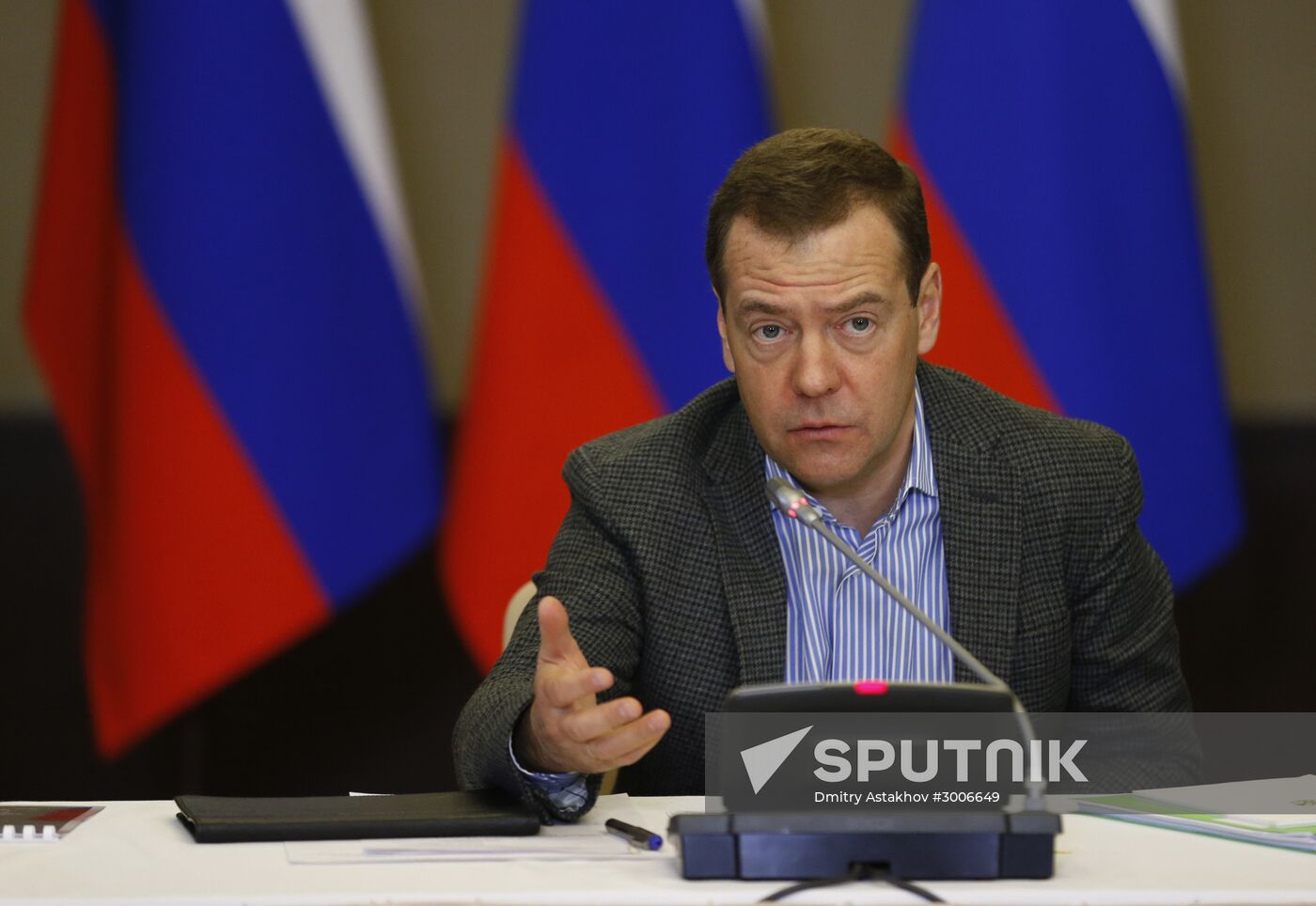Russian Prime Minister Dmitry Medvedev examines Gorky Gorod ski resort in Sochi