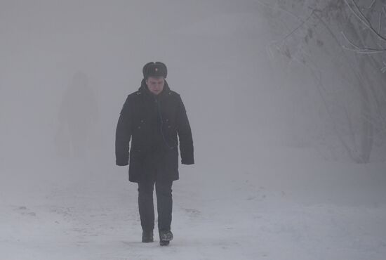 Abnormally cold weather in Moscow