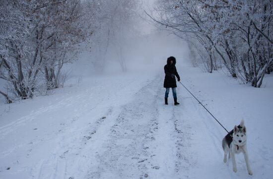 Abnormally cold weather in Moscow