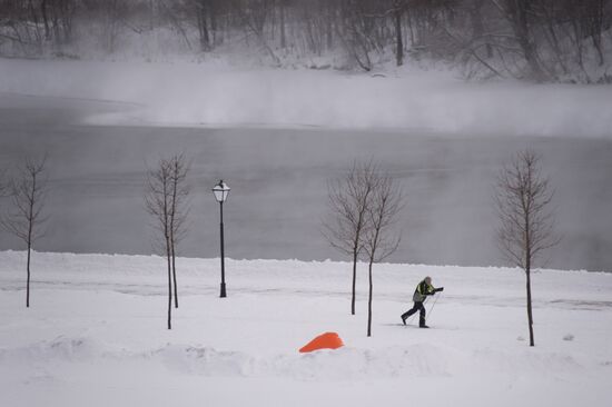 Abnormally cold weather in Moscow