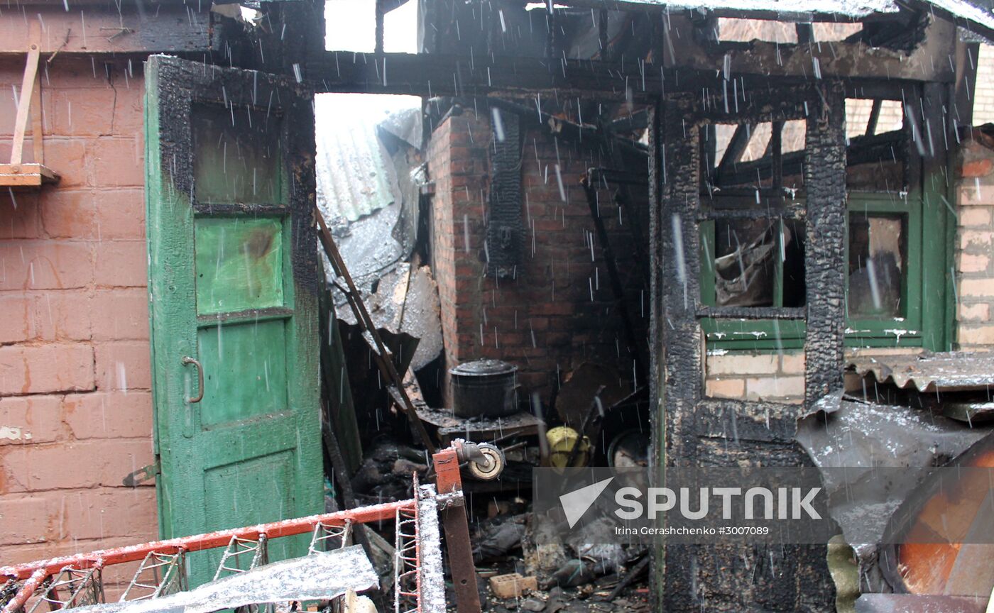 Aftermath of shelling of Zaitseve in Donetesk region