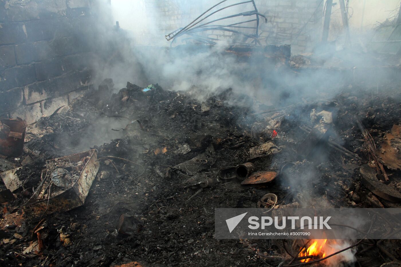 Aftermath of shelling of Zaitseve in Donetesk region