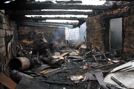 Aftermath of shelling of Zaitseve in Donetsk region