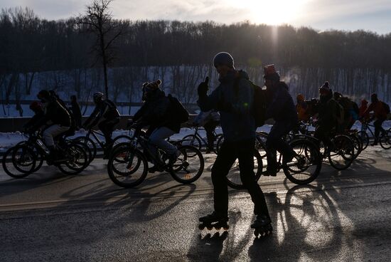 Second Winter Bicycle Parade in Moscow
