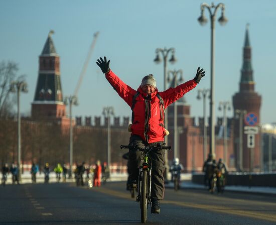Second Winter Bicycle Parade in Moscow
