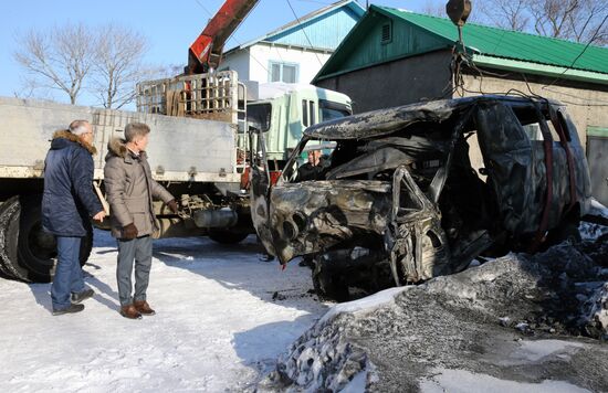 Major car accident involving ambulance car in Sakhalin