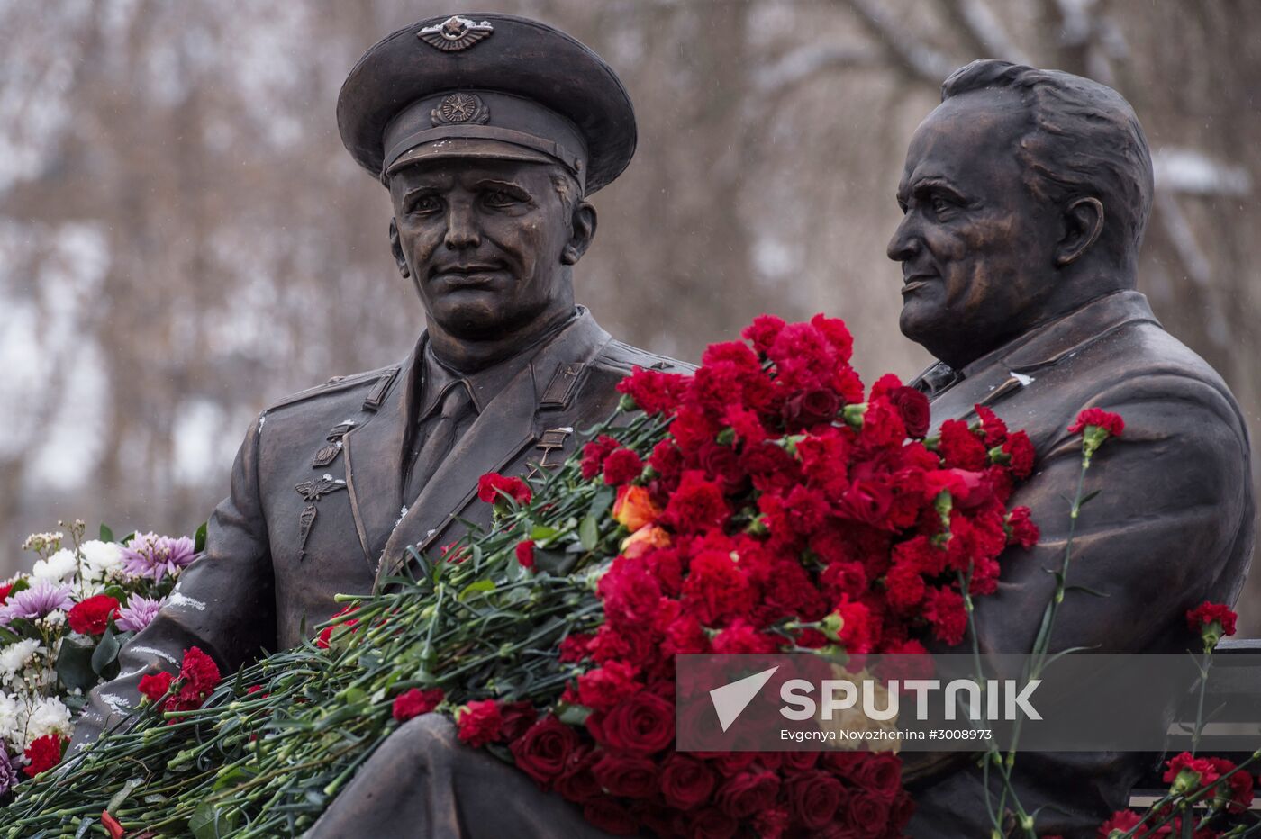 Unveiling of Sergei Korolev and Yuri Gagarin monument