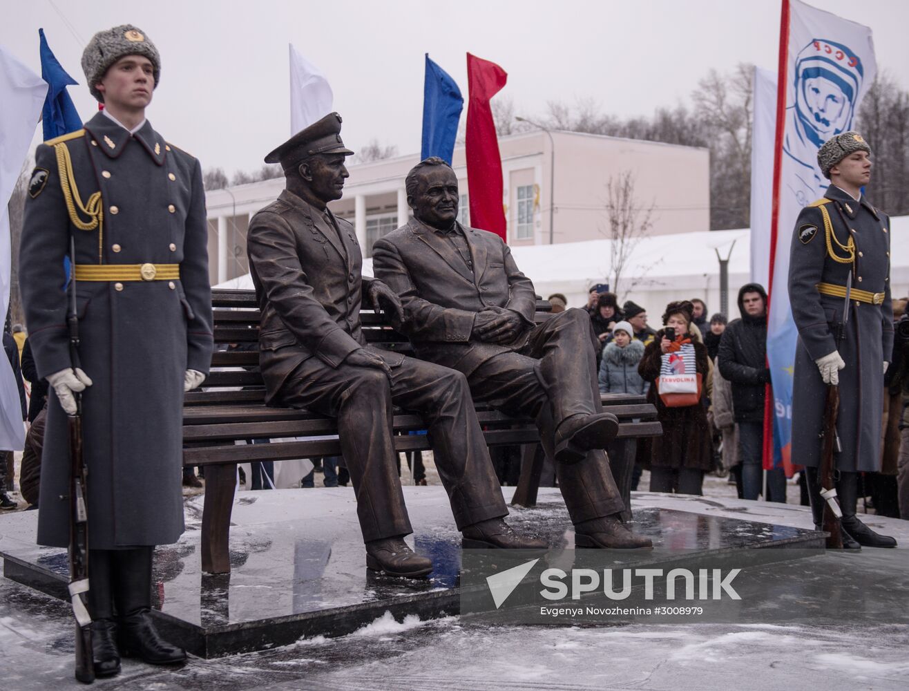 Unveiling of Sergei Korolev and Yuri Gagarin monument