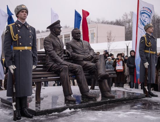Unveiling of Sergei Korolev and Yuri Gagarin monument