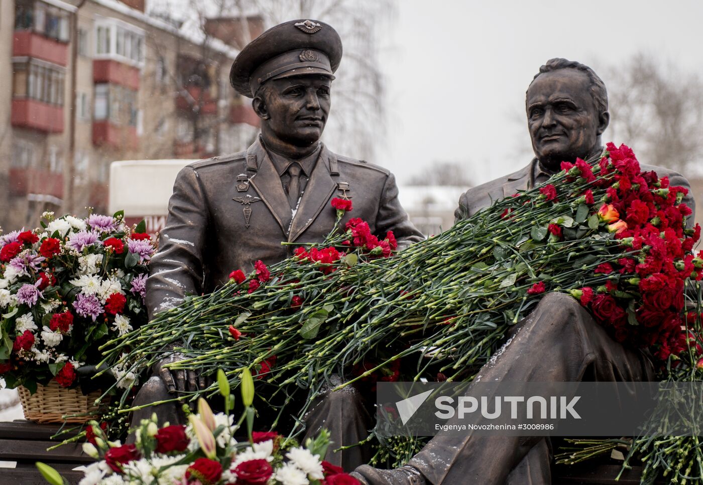 Unveiling of Sergei Korolev and Yuri Gagarin monument