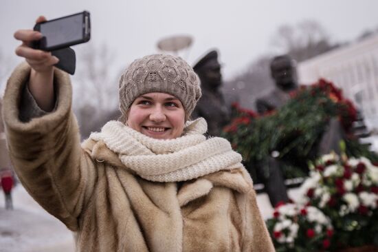 Unveiling of Sergei Korolev and Yuri Gagarin monument