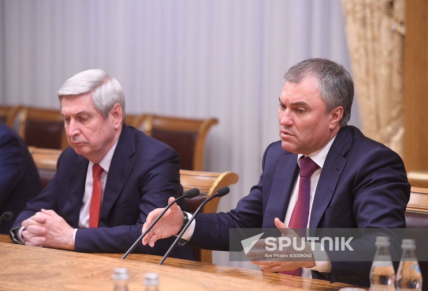 Russian State Duma Speaker Vyacheslav Volodin meets with PACE President Pedro Agramunt