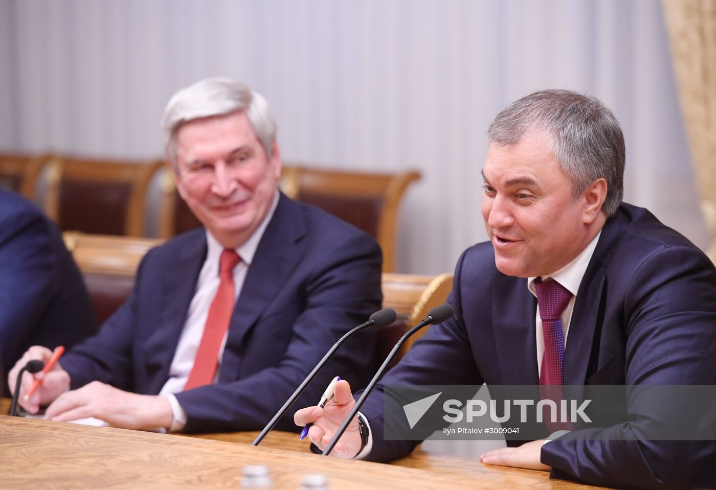 Russian State Duma Speaker Vyacheslav Volodin meets with PACE President Pedro Agramunt