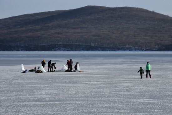 Old New Year celebrations on ice-covered Eastern Bosphorus